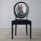 Vintage Dining Chair Faux Leather Upholstery with Back