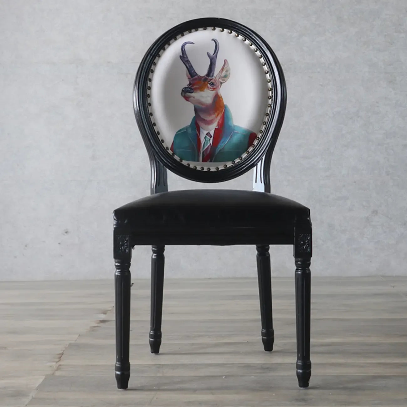 Vintage Dining Chair Faux Leather Upholstery with Back