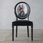 Vintage Dining Chair Faux Leather Upholstery with Back