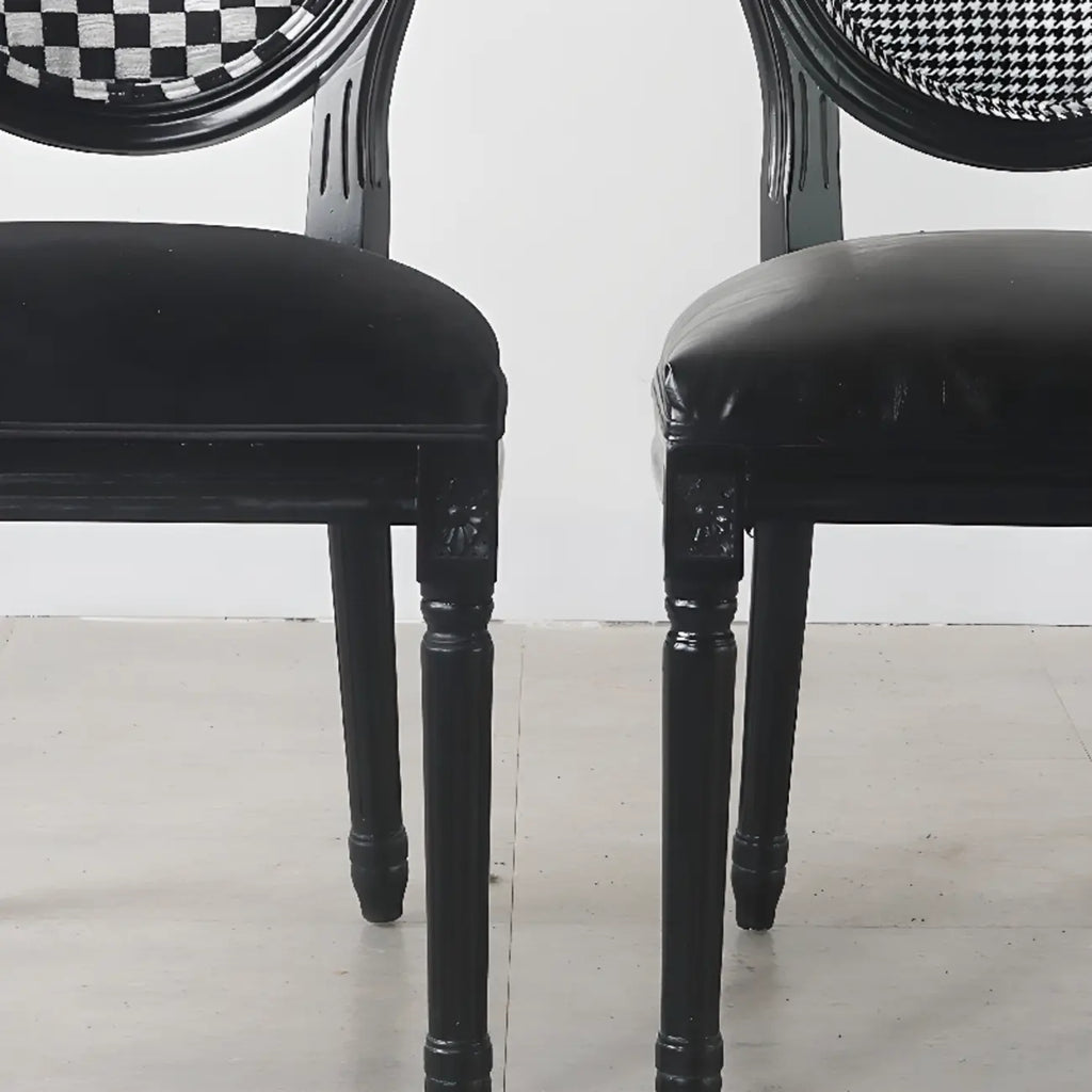 Vintage Dining Chair Faux Leather Upholstery with Back