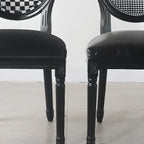 Vintage Dining Chair Faux Leather Upholstery with Back