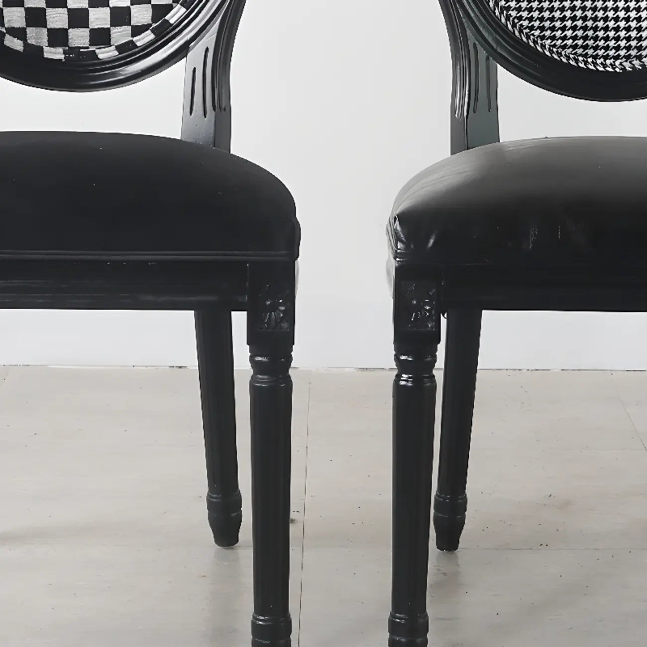 Vintage Dining Chair Faux Leather Upholstery with Back