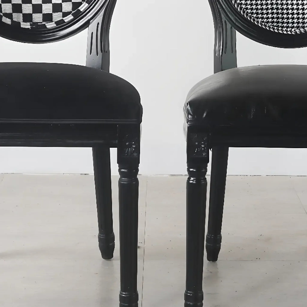 Vintage Dining Chair Faux Leather Upholstery with Back