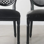 Vintage Dining Chair Faux Leather Upholstery with Back