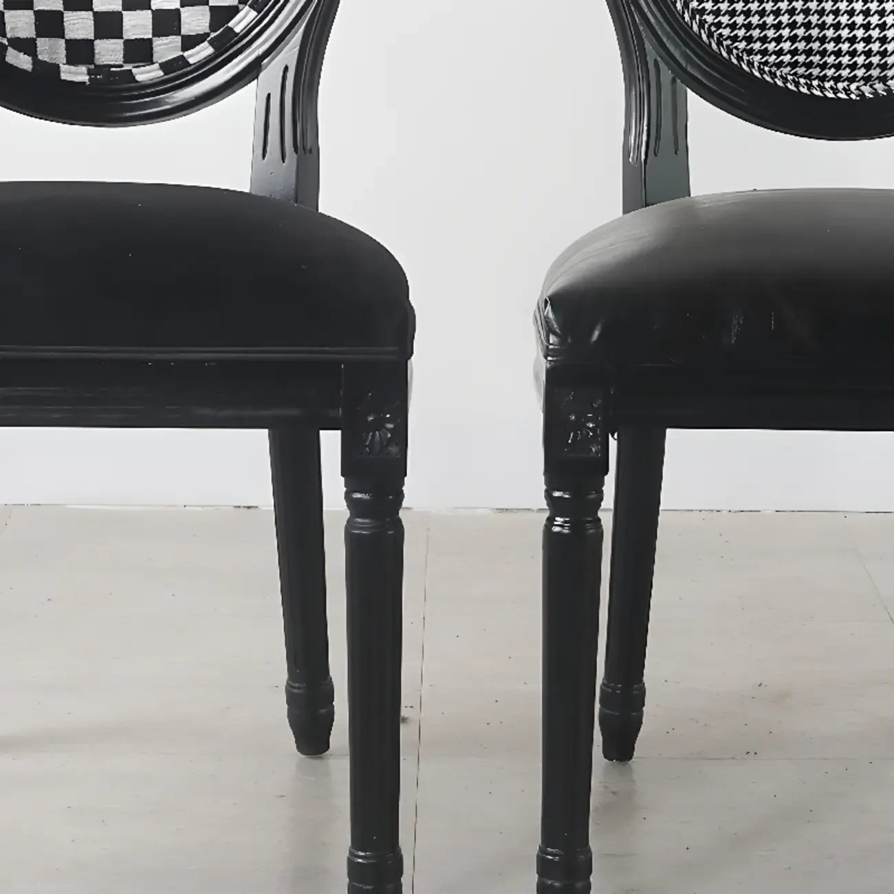 Vintage Dining Chair Faux Leather Upholstery with Back