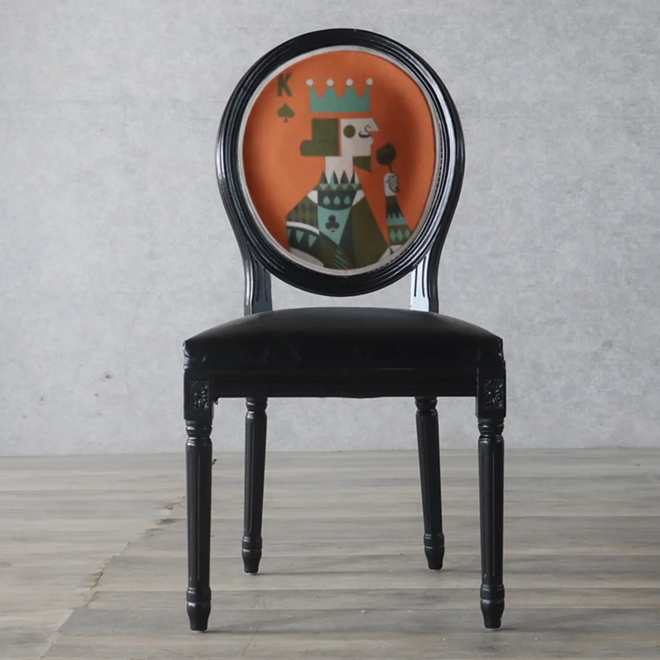 Vintage Dining Chair Faux Leather Upholstery with Back