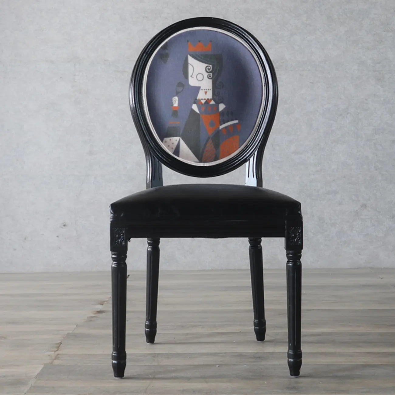 Vintage Dining Chair Faux Leather Upholstery with Back