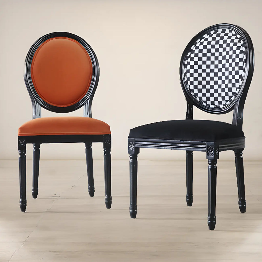 Vintage Dining Chair Faux Leather Upholstery with Back