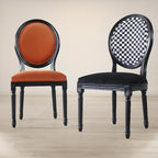 Vintage Dining Chair Faux Leather Upholstery with Back