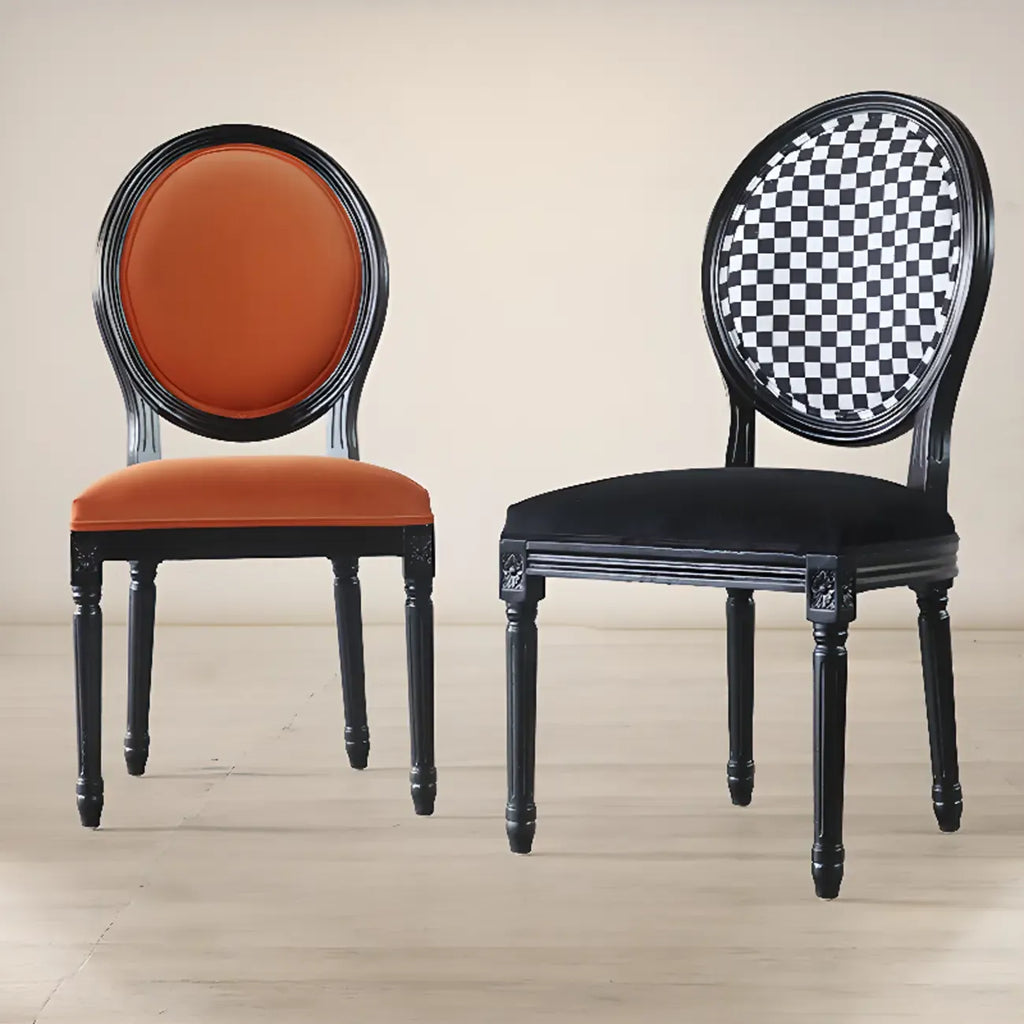 Vintage Dining Chair Faux Leather Upholstery with Back