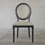Vintage Dining Chair Faux Leather Upholstery with Back