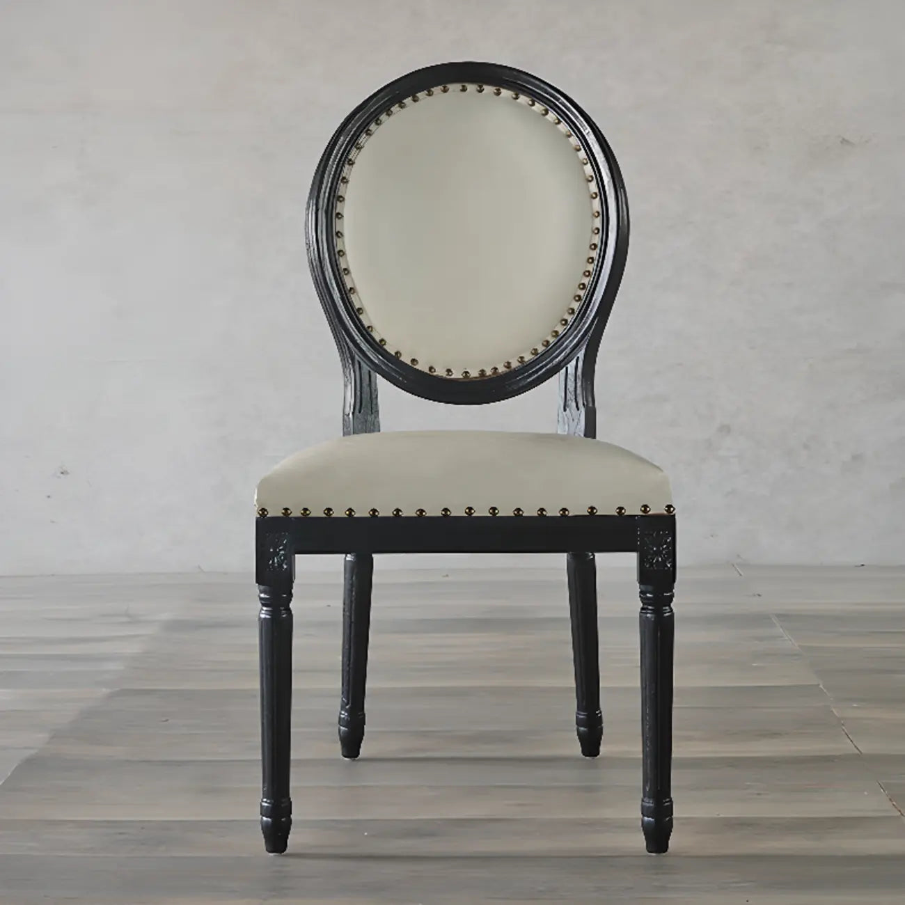 Vintage Dining Chair Faux Leather Upholstery with Back
