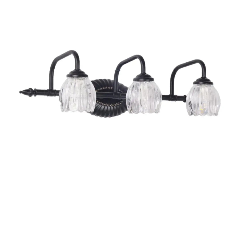 3-Light Vintage Bathroom Vanity Light with Glass Arc Shade
