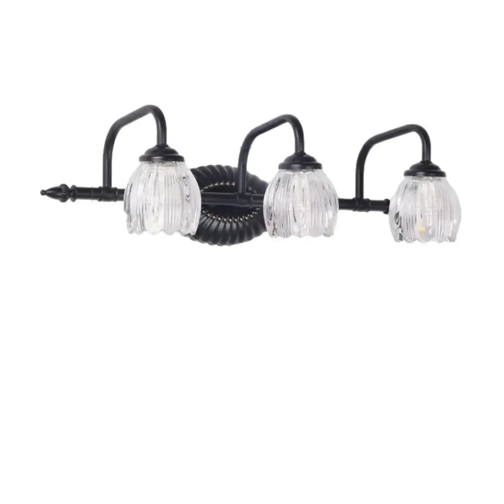 3-Light Vintage Bathroom Vanity Light with Glass Arc Shade