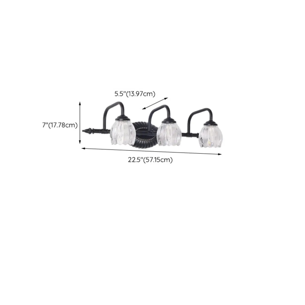 3-Light Vintage Bathroom Vanity Light with Glass Arc Shade
