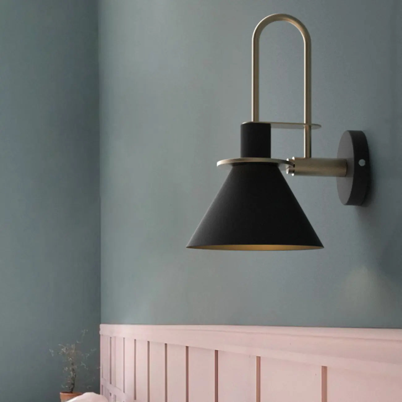 Cone Bathroom Vanity Light with Green Iron Shade