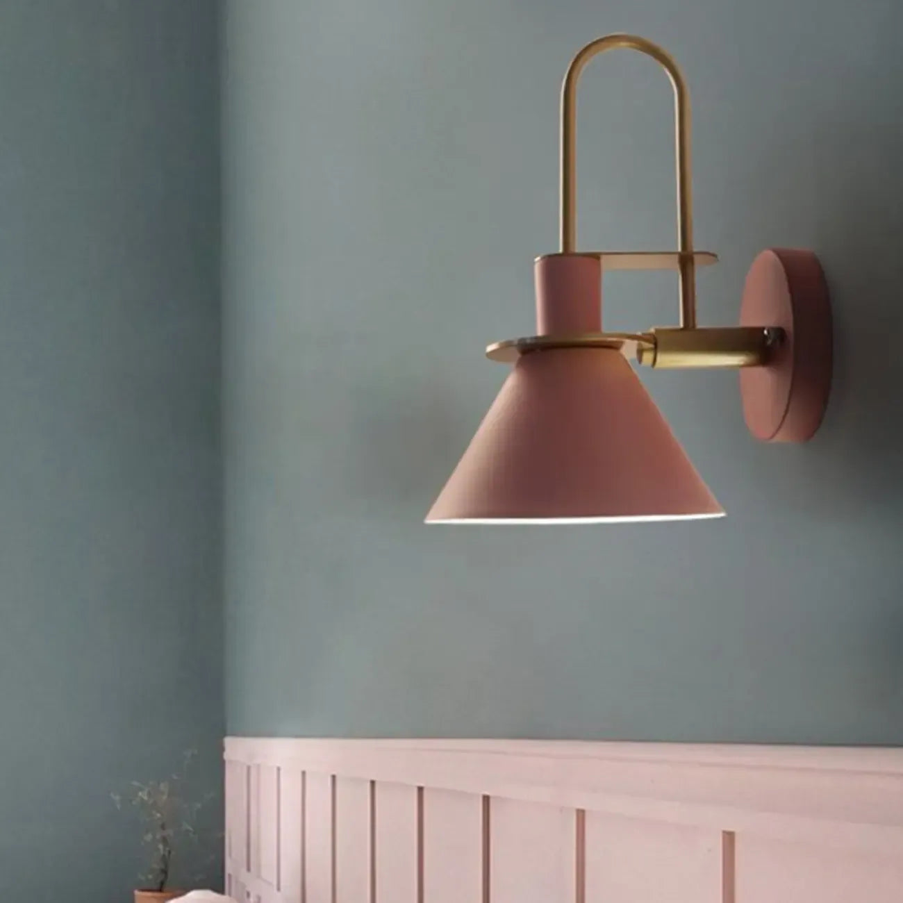 Cone Bathroom Vanity Light with Green Iron Shade