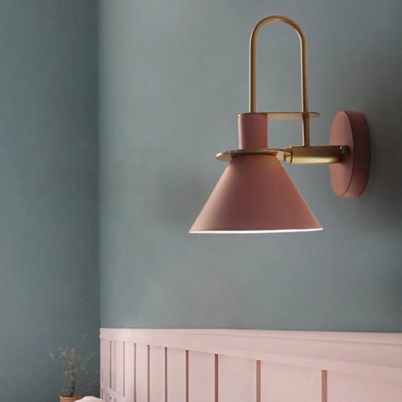 Cone Bathroom Vanity Light with Green Iron Shade