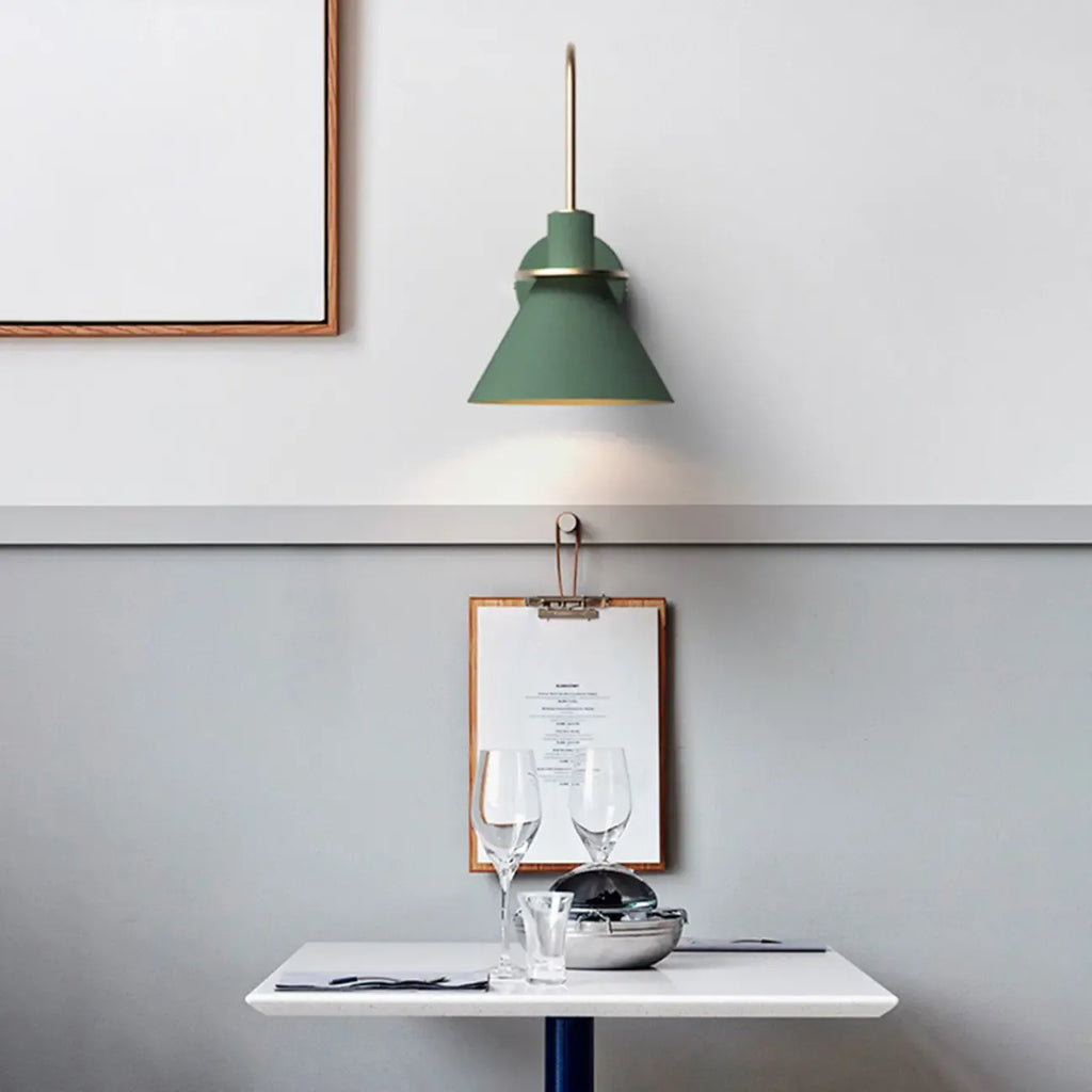 Cone Bathroom Vanity Light with Green Iron Shade