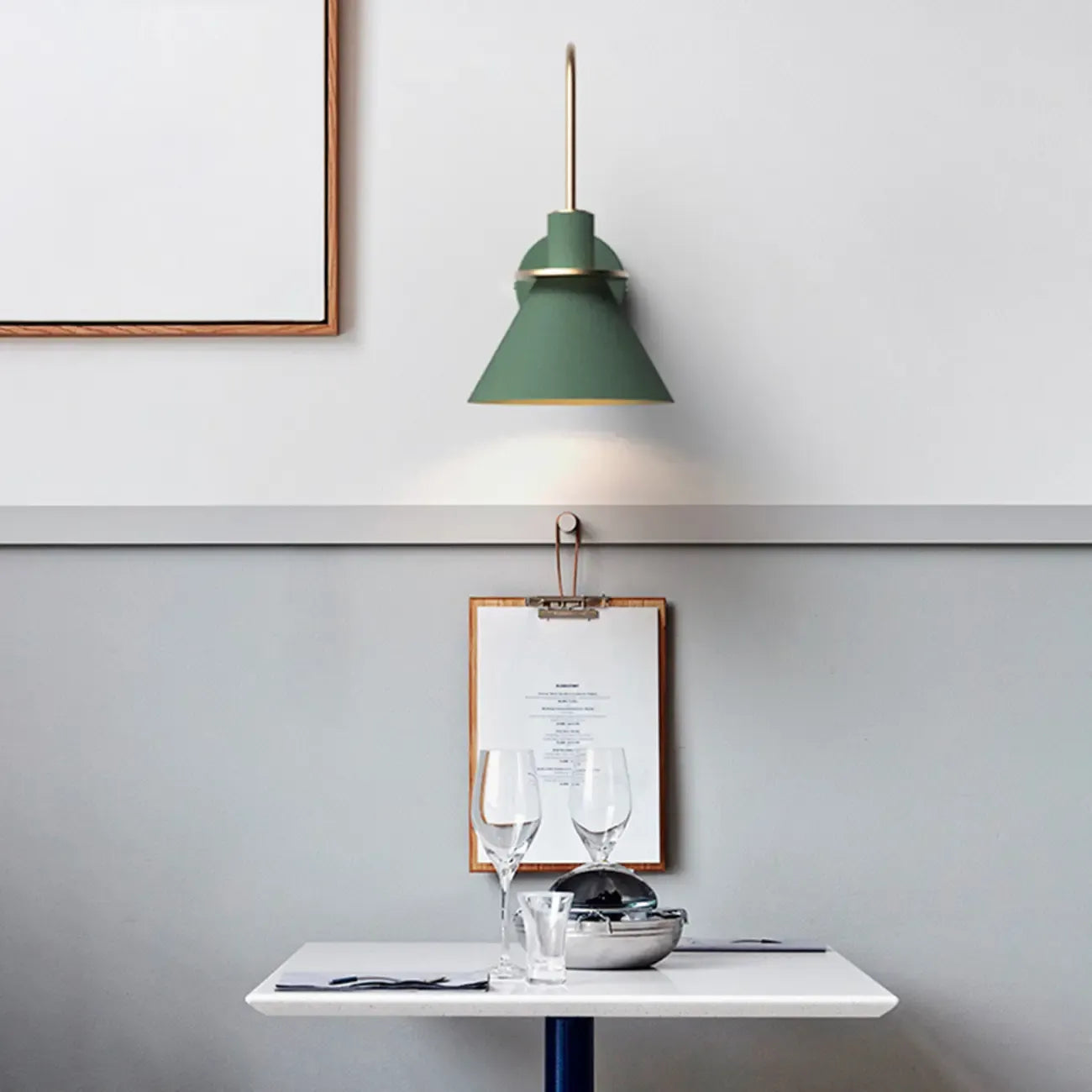 Cone Bathroom Vanity Light with Green Iron Shade