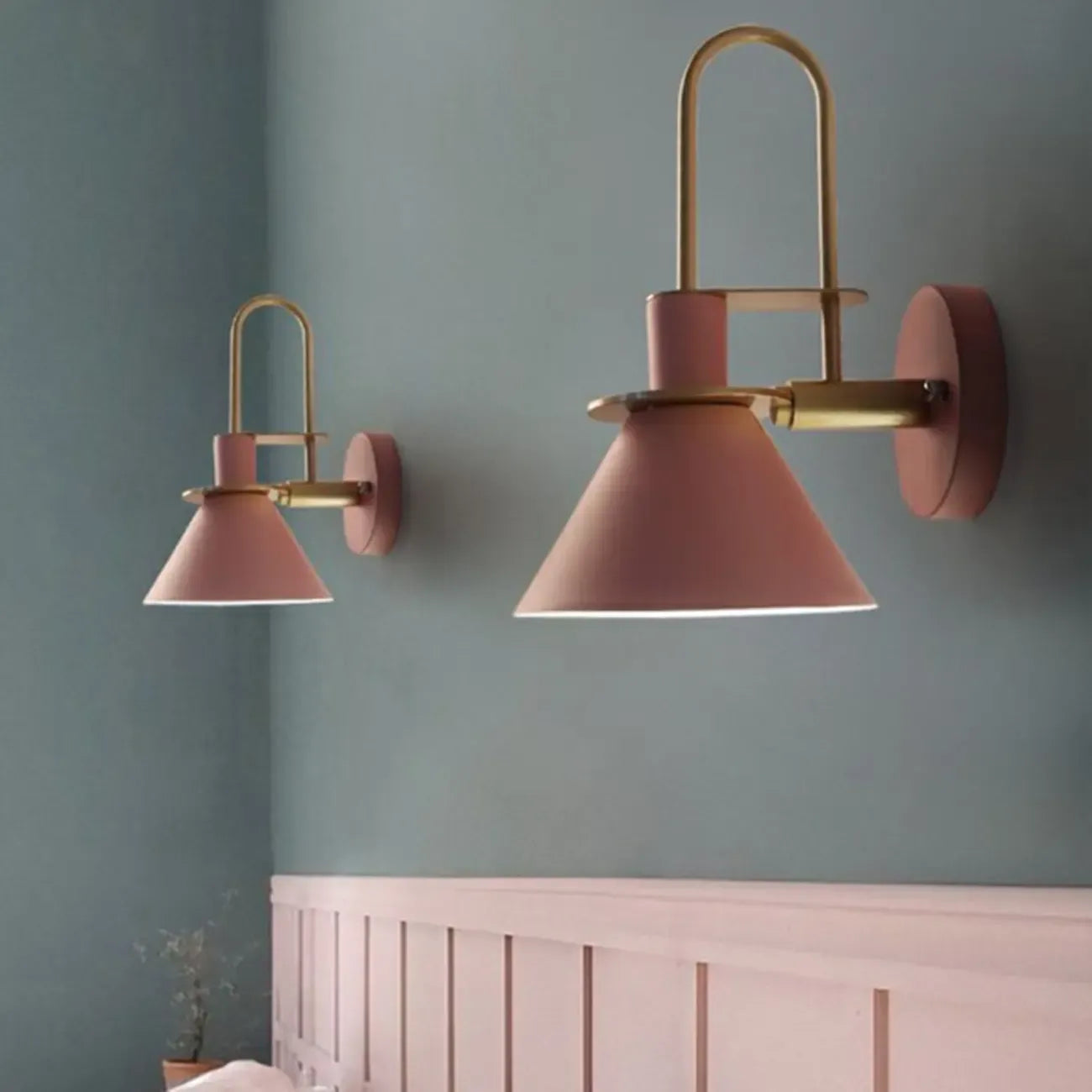 Cone Bathroom Vanity Light with Green Iron Shade