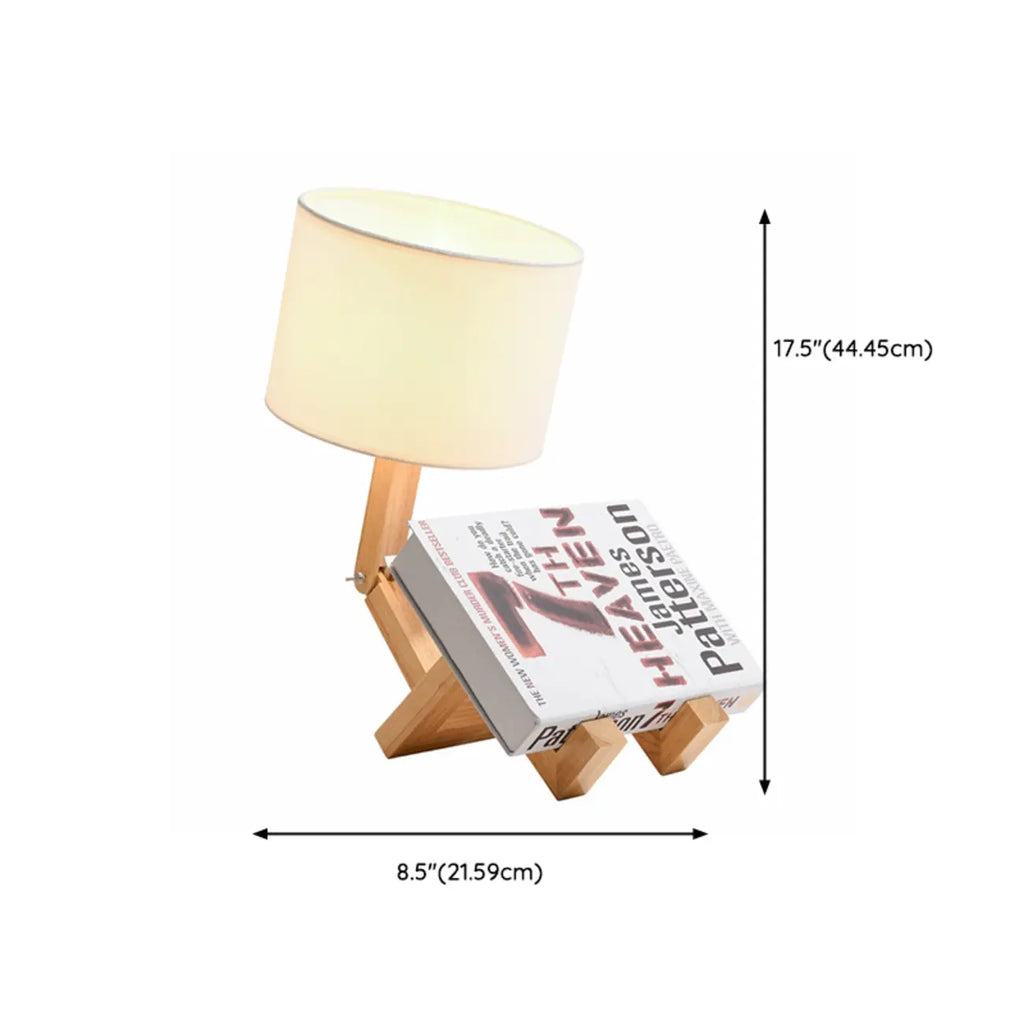 Unique Wood Table Lamp with Book Storage for Living Room