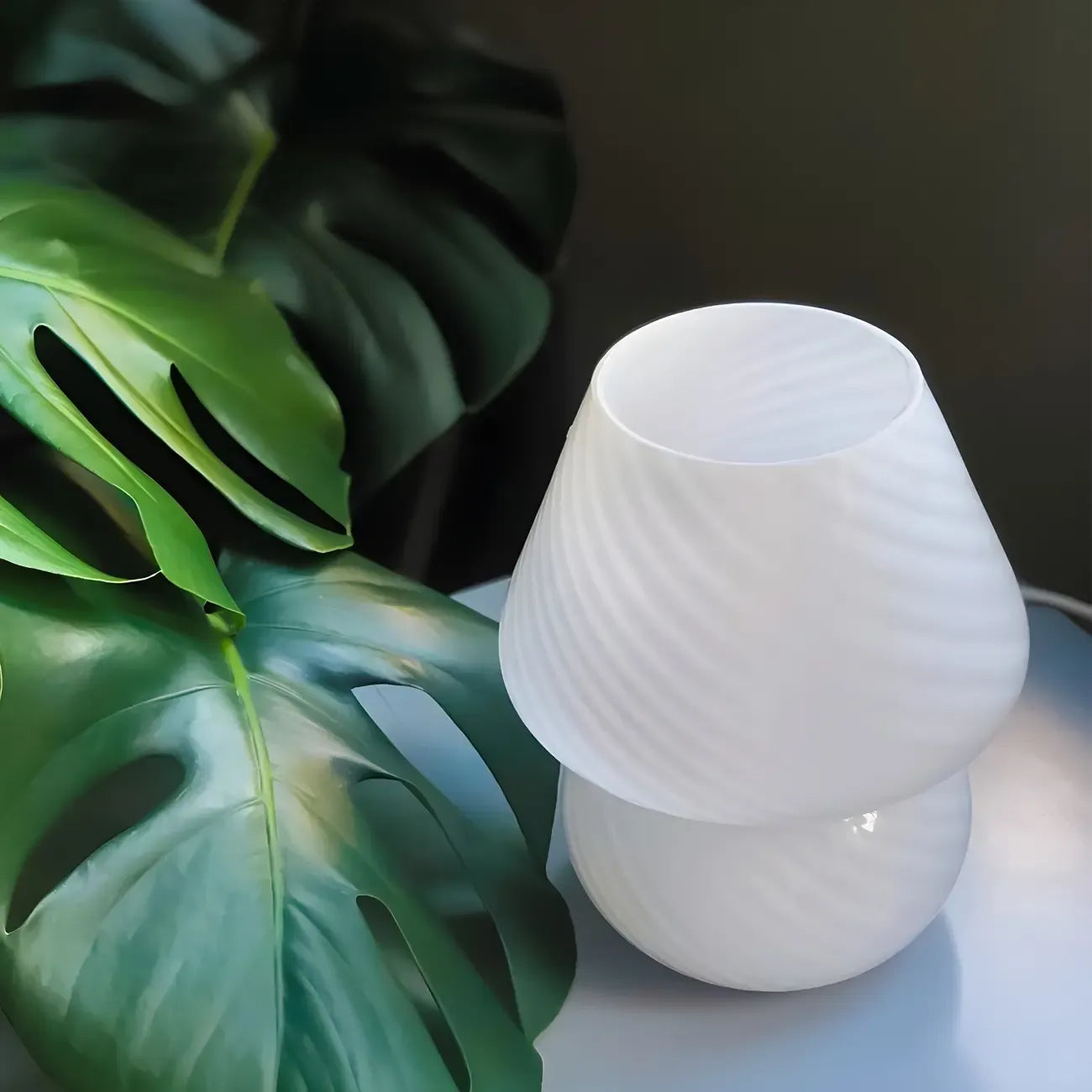 Compact Glass Table Lamp with Spiral Pattern for Residential