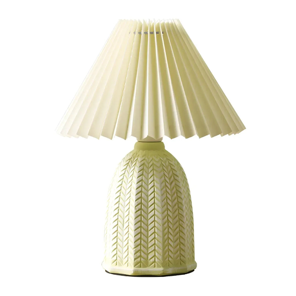 Country Style Pleated Shade Ceramic Table Lamp