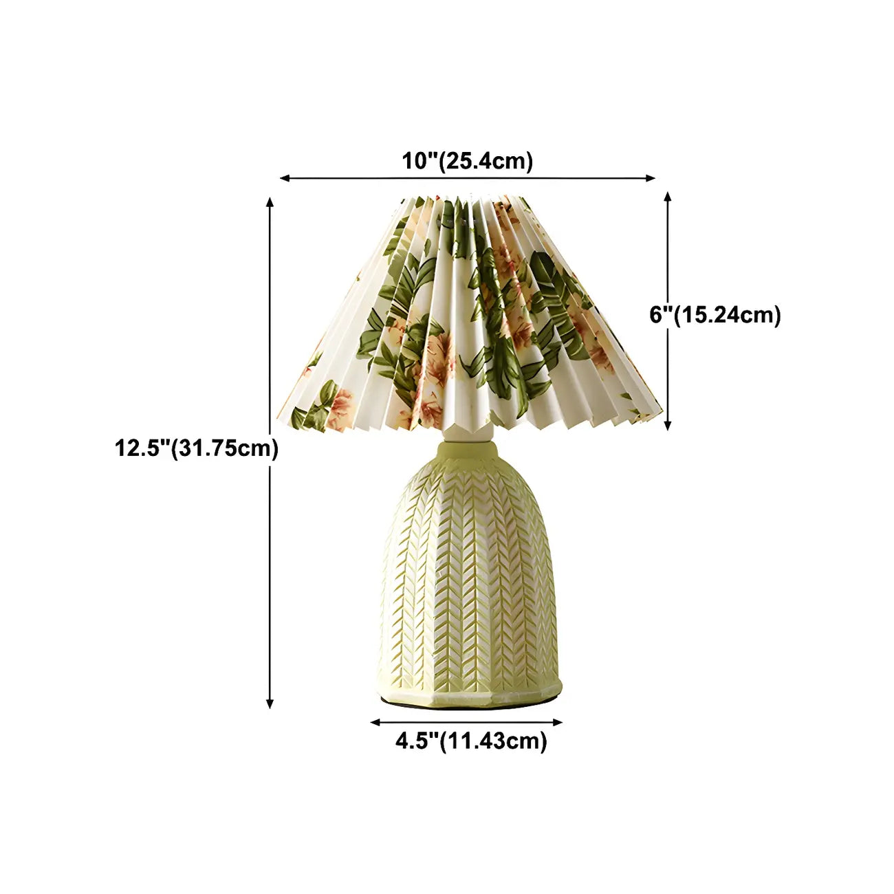 Country Style Pleated Shade Ceramic Table Lamp