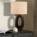 Art Deco Cylinder Shade Resin Base Table Lamp for Bedroom