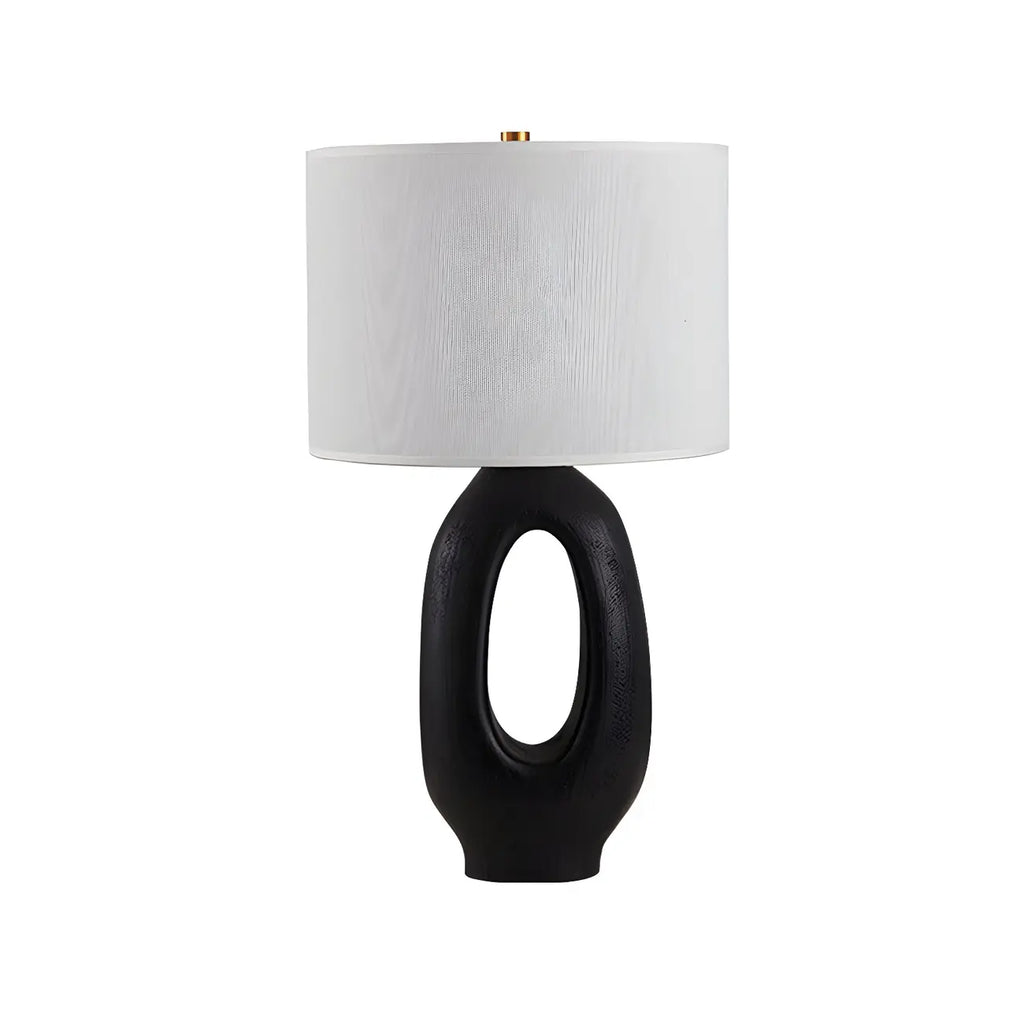 Art Deco Cylinder Shade Resin Base Table Lamp for Bedroom