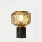 Geometric Caramel Glass Table Lamp for Living Room