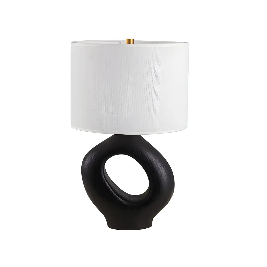 Art Deco Cylinder Shade Resin Base Table Lamp for Bedroom