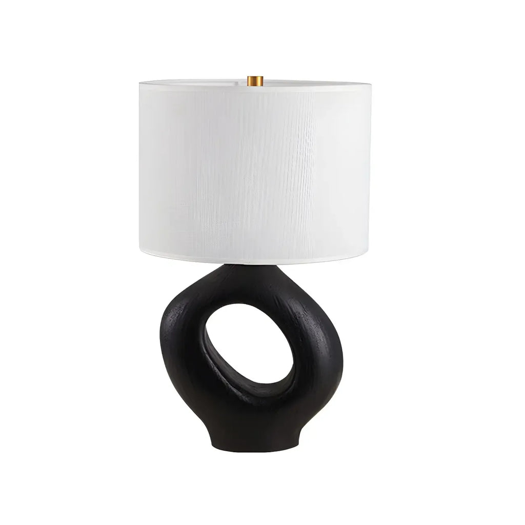 Art Deco Cylinder Shade Resin Base Table Lamp for Bedroom