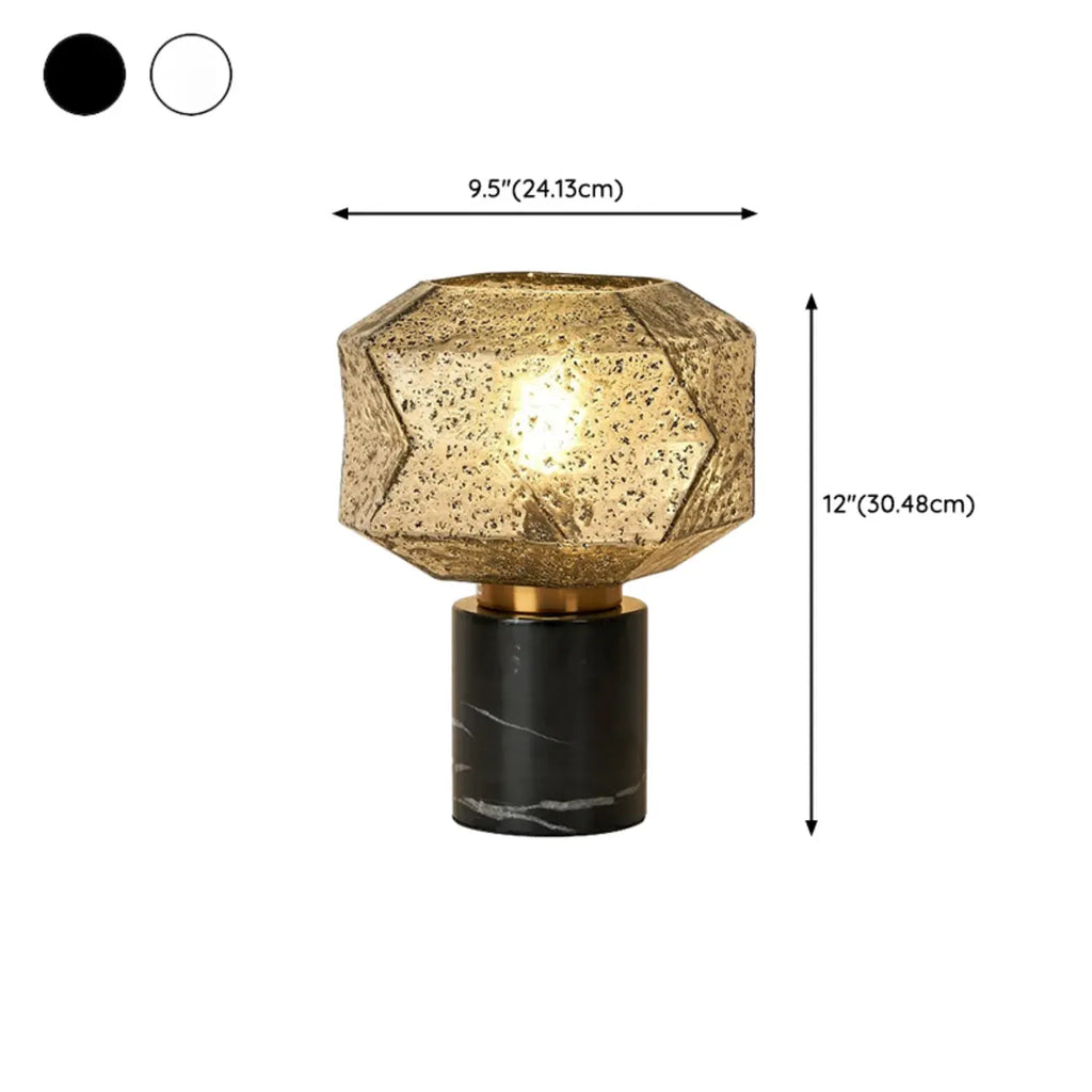 Geometric Caramel Glass Table Lamp for Living Room