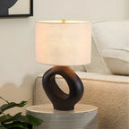 Art Deco Cylinder Shade Resin Base Table Lamp for Bedroom
