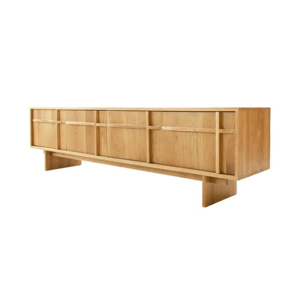 Scandinavian Brown Wood Cabinet TV Stand with Adjustable Shelf