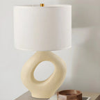 Art Deco Cylinder Shade Resin Base Table Lamp for Bedroom