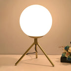 Minimalist Glass Globe Metal Night Table Lamp for Bedroom