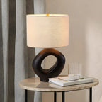 Art Deco Cylinder Shade Resin Base Table Lamp for Bedroom