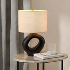Art Deco Cylinder Shade Resin Base Table Lamp for Bedroom