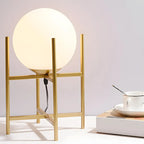 Minimalist Glass Globe Metal Night Table Lamp for Bedroom