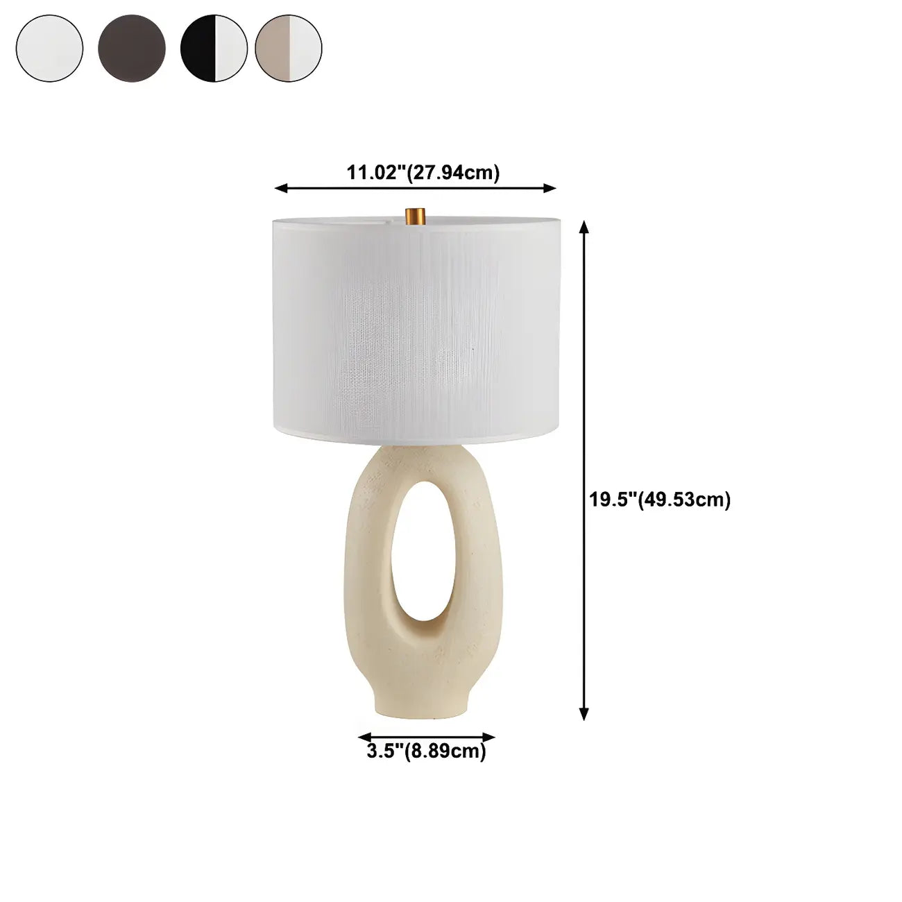 Art Deco Cylinder Shade Resin Base Table Lamp for Bedroom