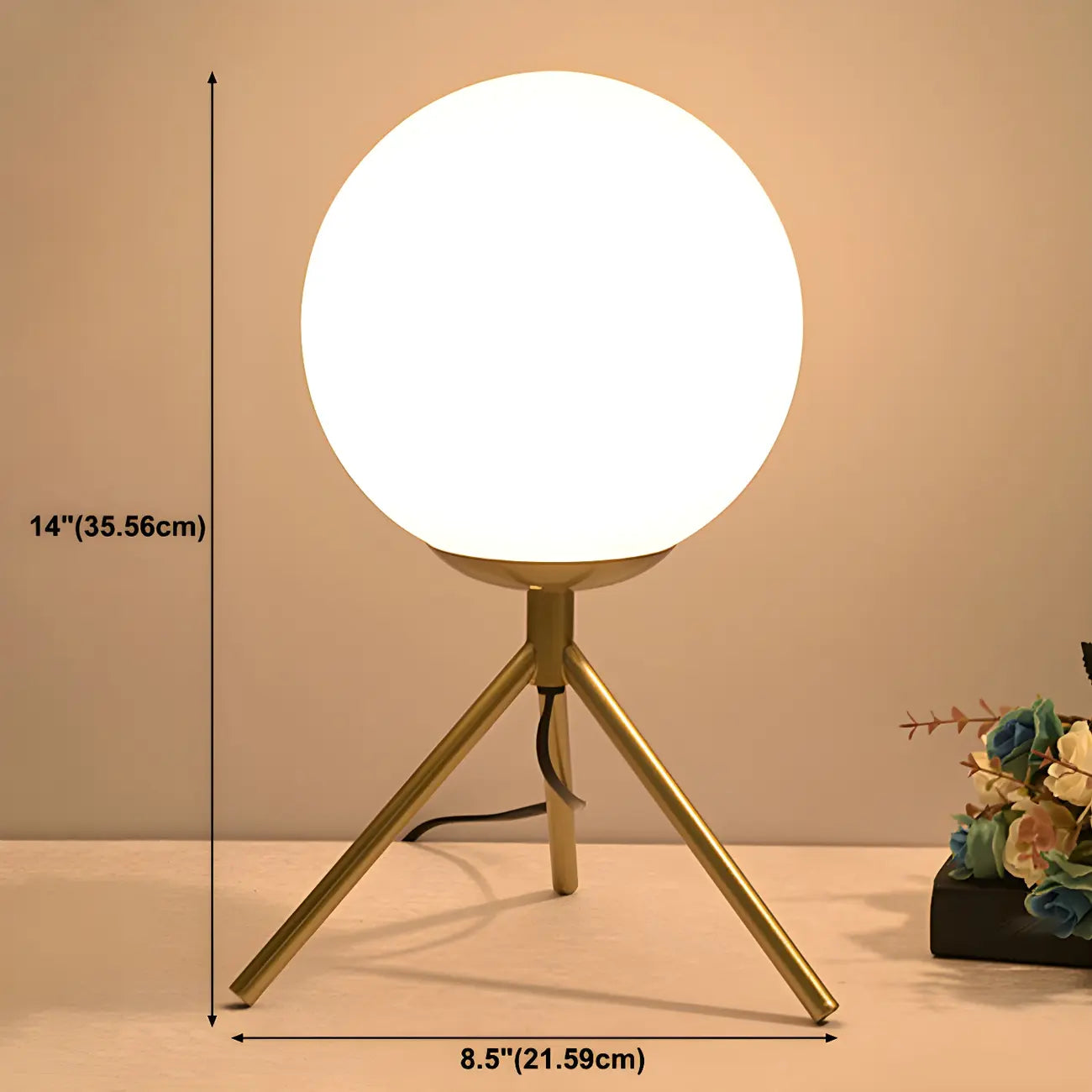 Minimalist Glass Globe Metal Night Table Lamp for Bedroom