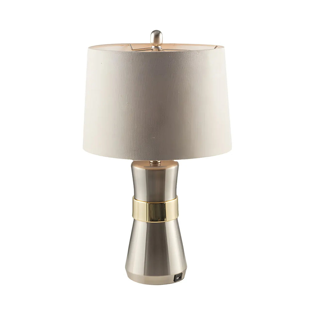 Sleek Nickel Barrel Table Lamp for Living Room