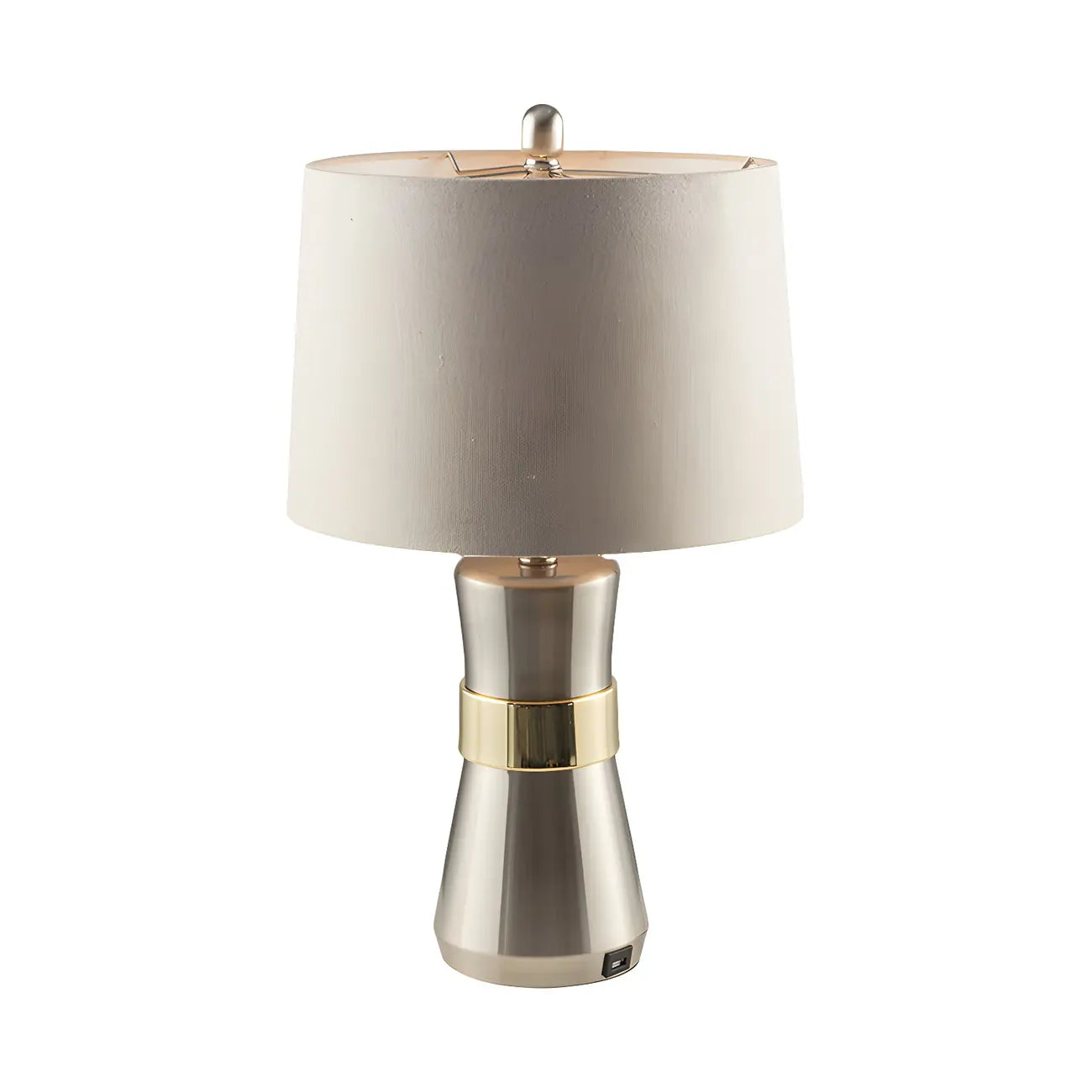 Sleek Nickel Barrel Table Lamp for Living Room