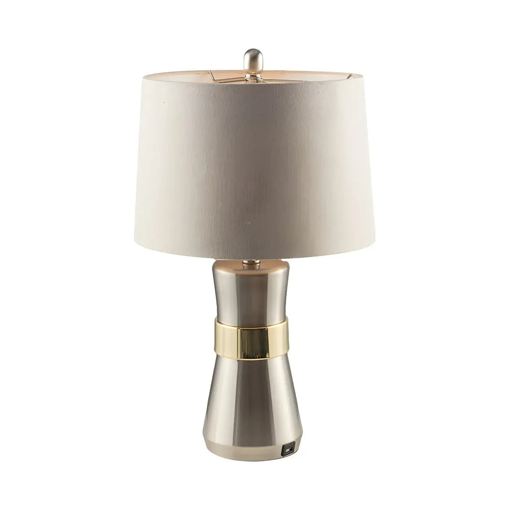 Sleek Nickel Barrel Table Lamp for Living Room
