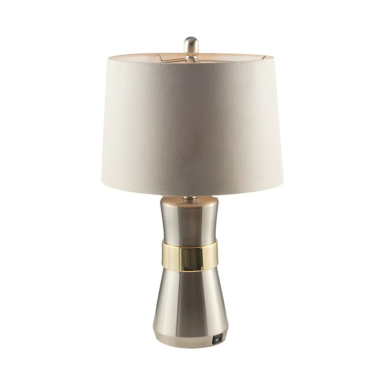 Sleek Nickel Barrel Table Lamp for Living Room