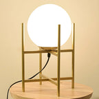 Minimalist Glass Globe Metal Night Table Lamp for Bedroom