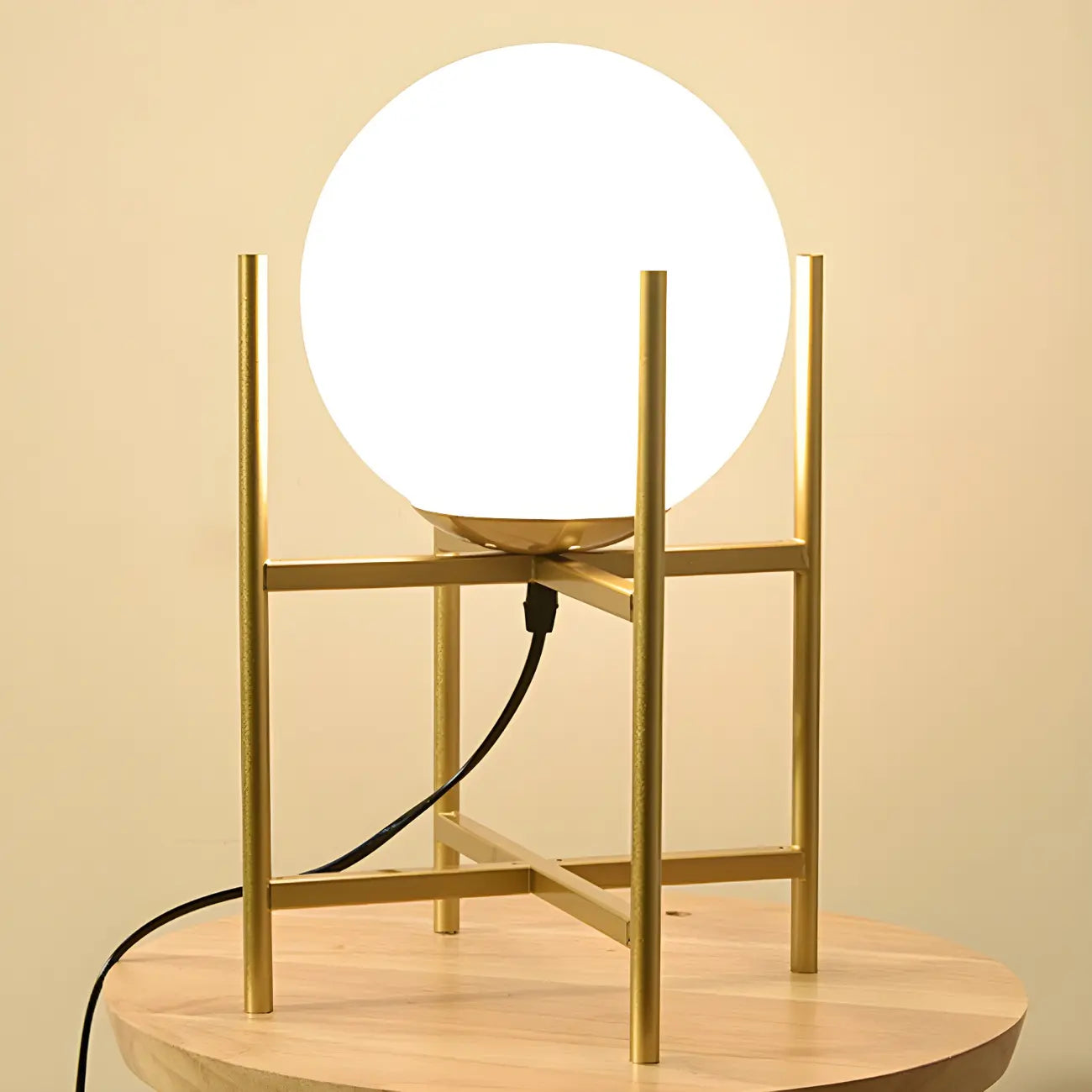 Minimalist Glass Globe Metal Night Table Lamp for Bedroom